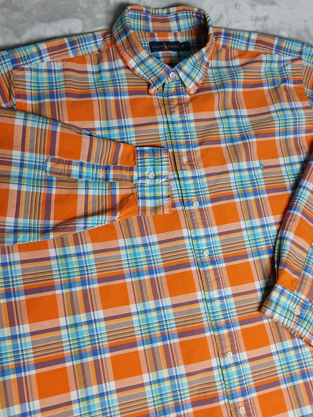 Ralph Lauren Button Down Oxford Shirt 3XB Big Men's Long Sleeve Colorful Plaid